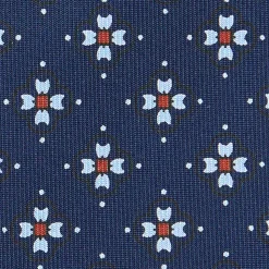 CRAVATTA SARTORIALE CLASSICA IN SETA BLU SCURO Microfantasia fiore