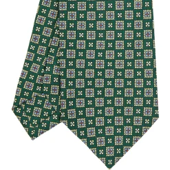 CRAVATTA SARTORIALE CLASSICA IN SETA VERDE SCURO Microfantasia fiore