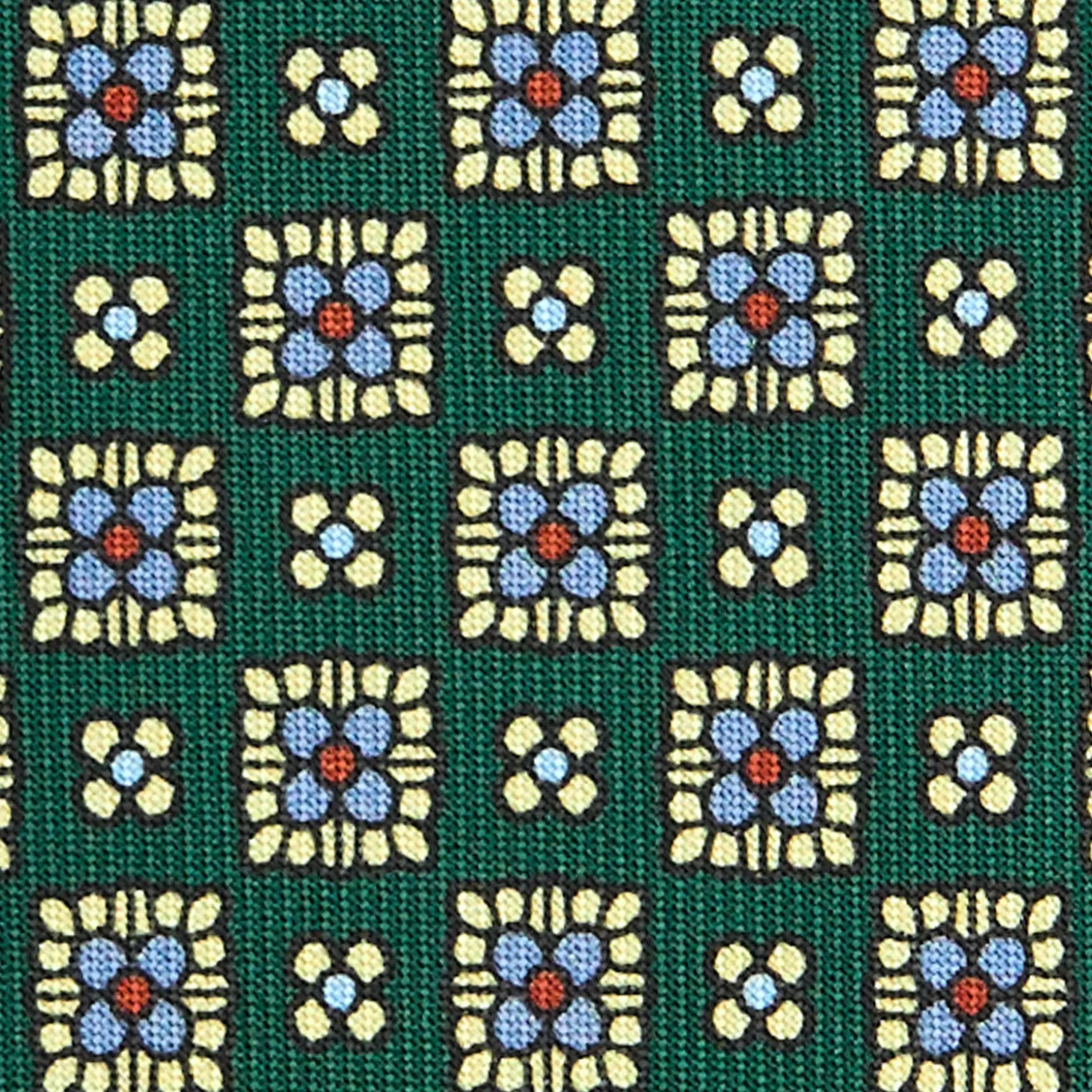 CRAVATTA SARTORIALE CLASSICA IN SETA VERDE SCURO Microfantasia fiore