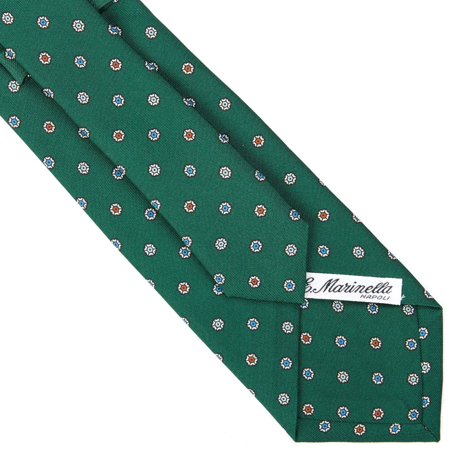 CRAVATTA SARTORIALE CLASSICA IN SETA VERDE SCURO Microfantasia fiore