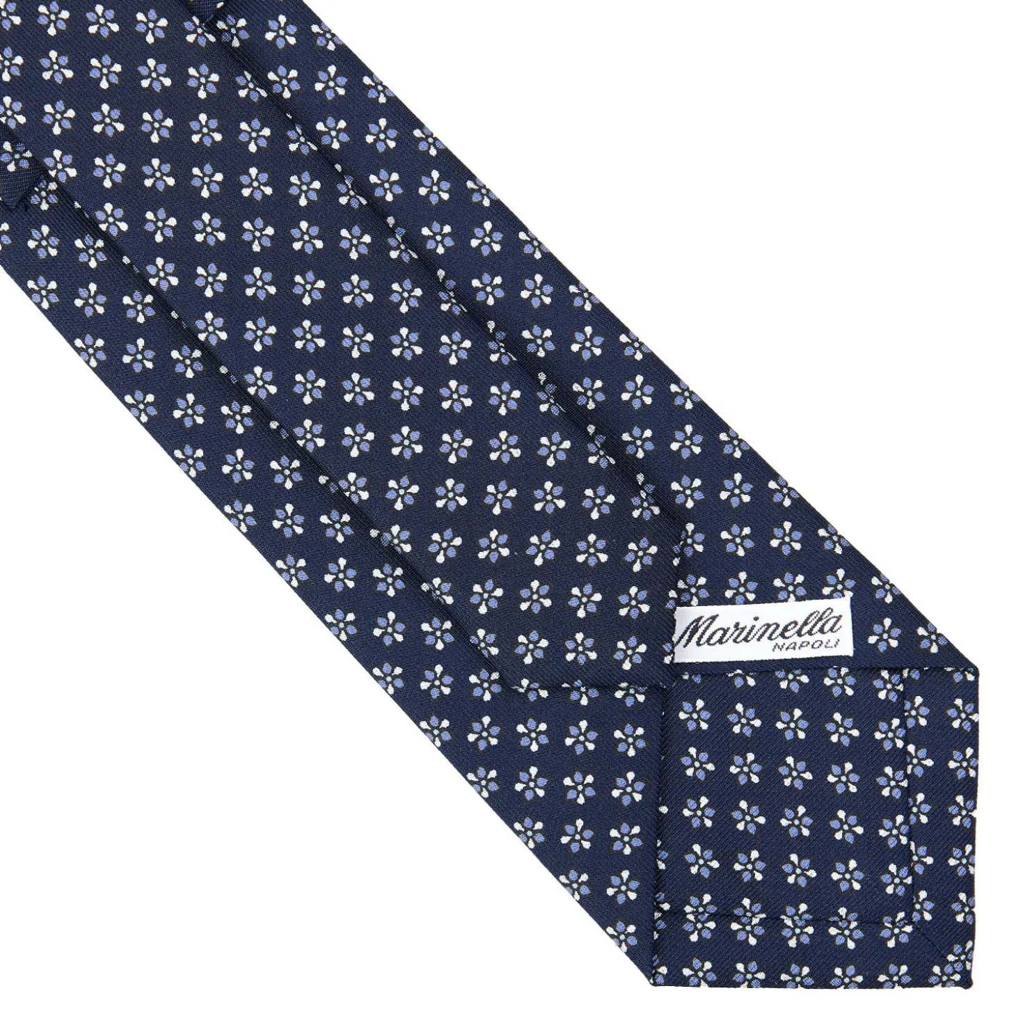 CRAVATTA SARTORIALE CLASSICA IN SETA BLU SCURO Microfantasia fiore