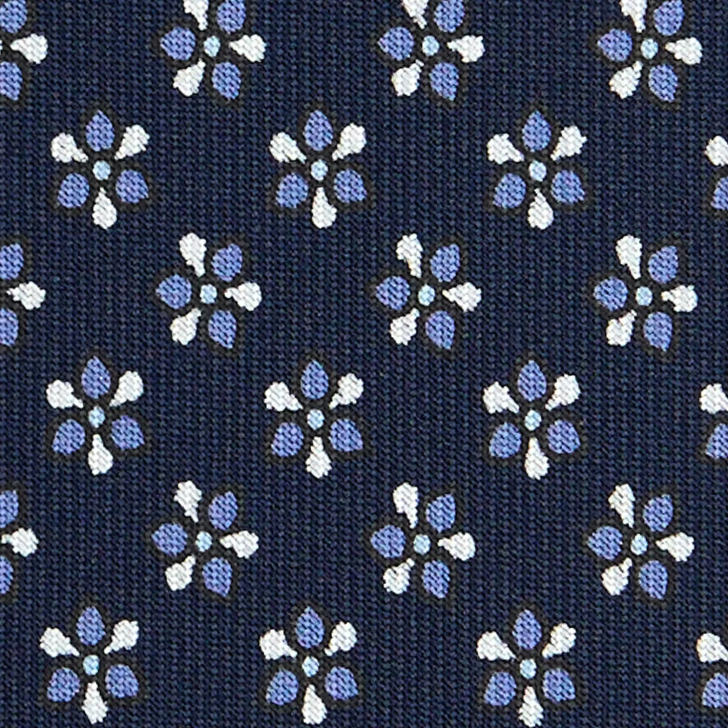 CRAVATTA SARTORIALE CLASSICA IN SETA BLU SCURO Microfantasia fiore