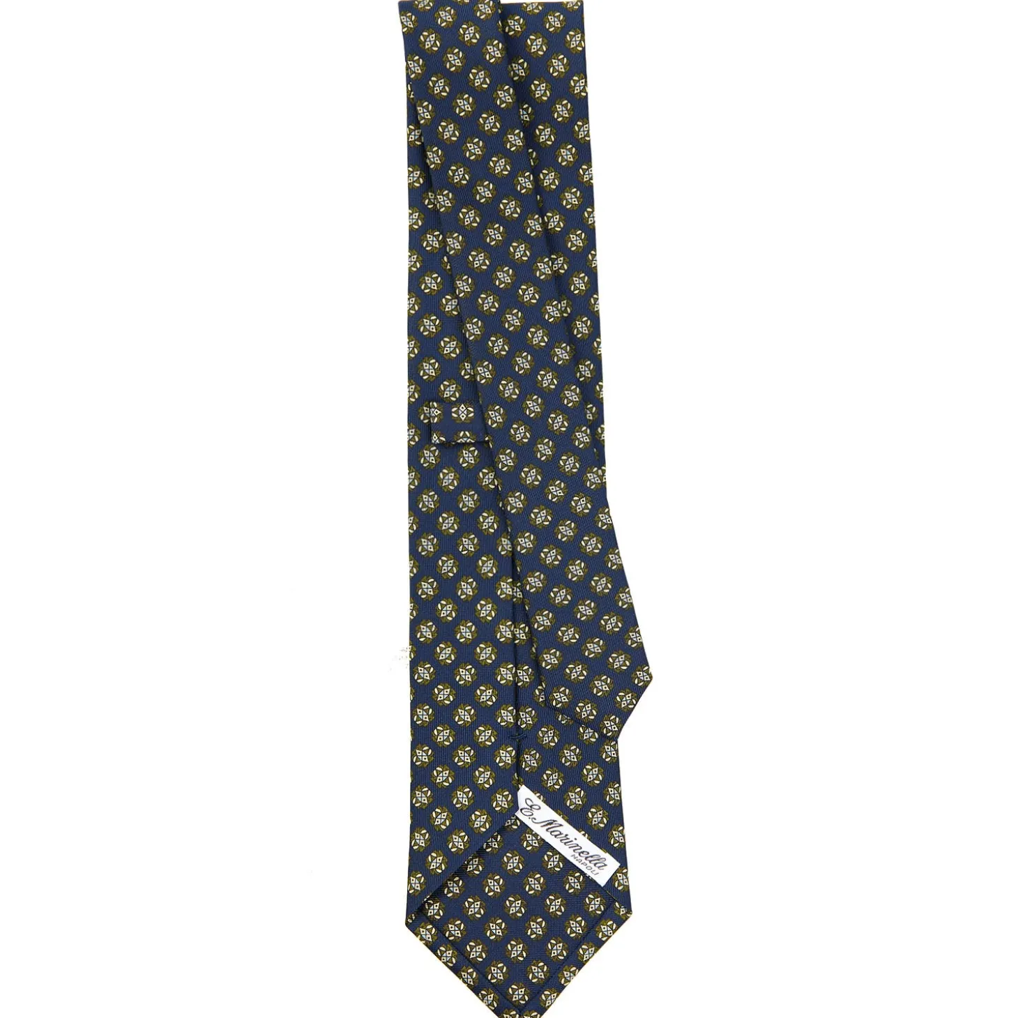 CRAVATTA SARTORIALE CLASSICA IN SETA BLU SCURO Microfantasia fiore