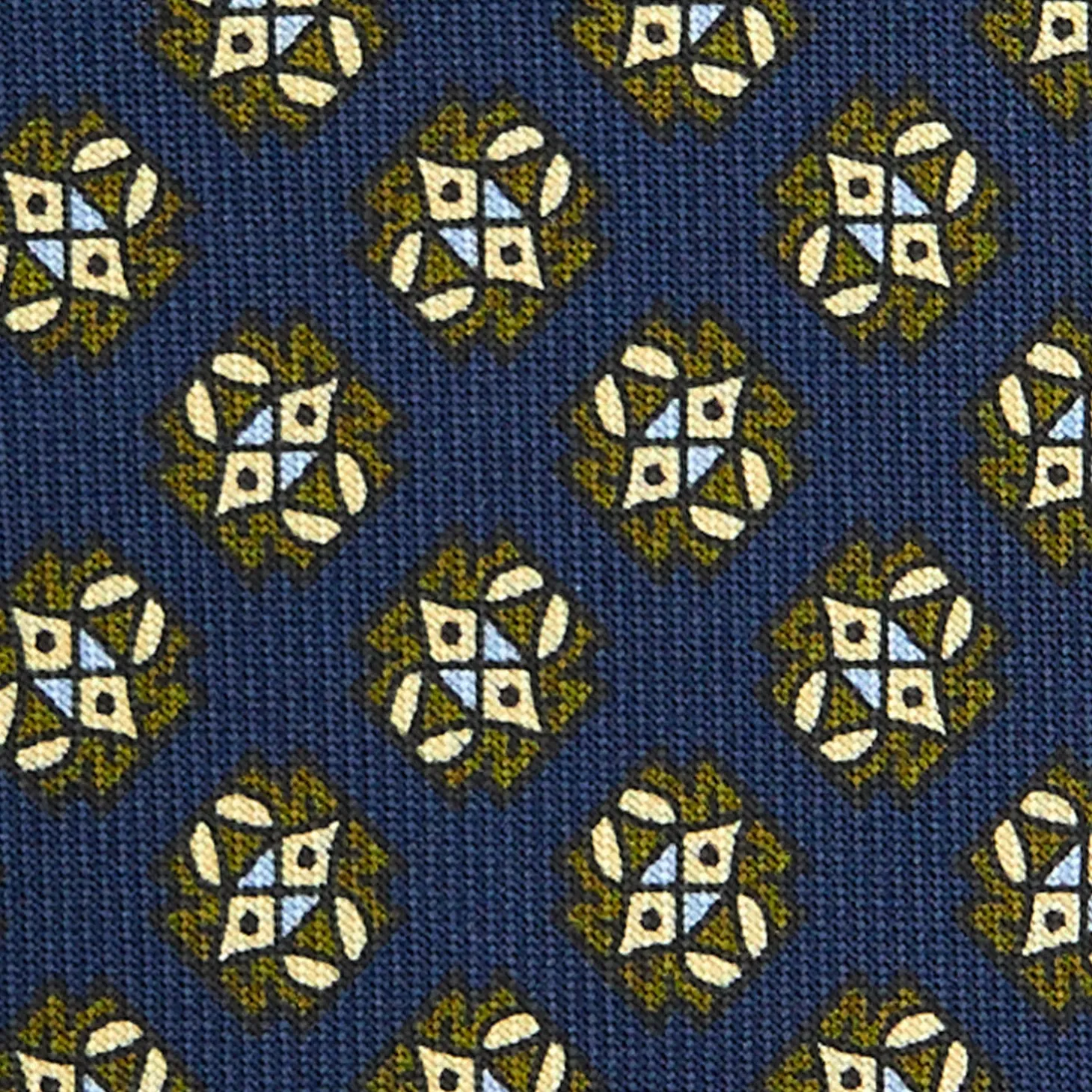 CRAVATTA SARTORIALE CLASSICA IN SETA BLU SCURO Microfantasia fiore