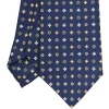 CRAVATTA SARTORIALE CLASSICA IN SETA BLU SCURO Microfantasia fiore