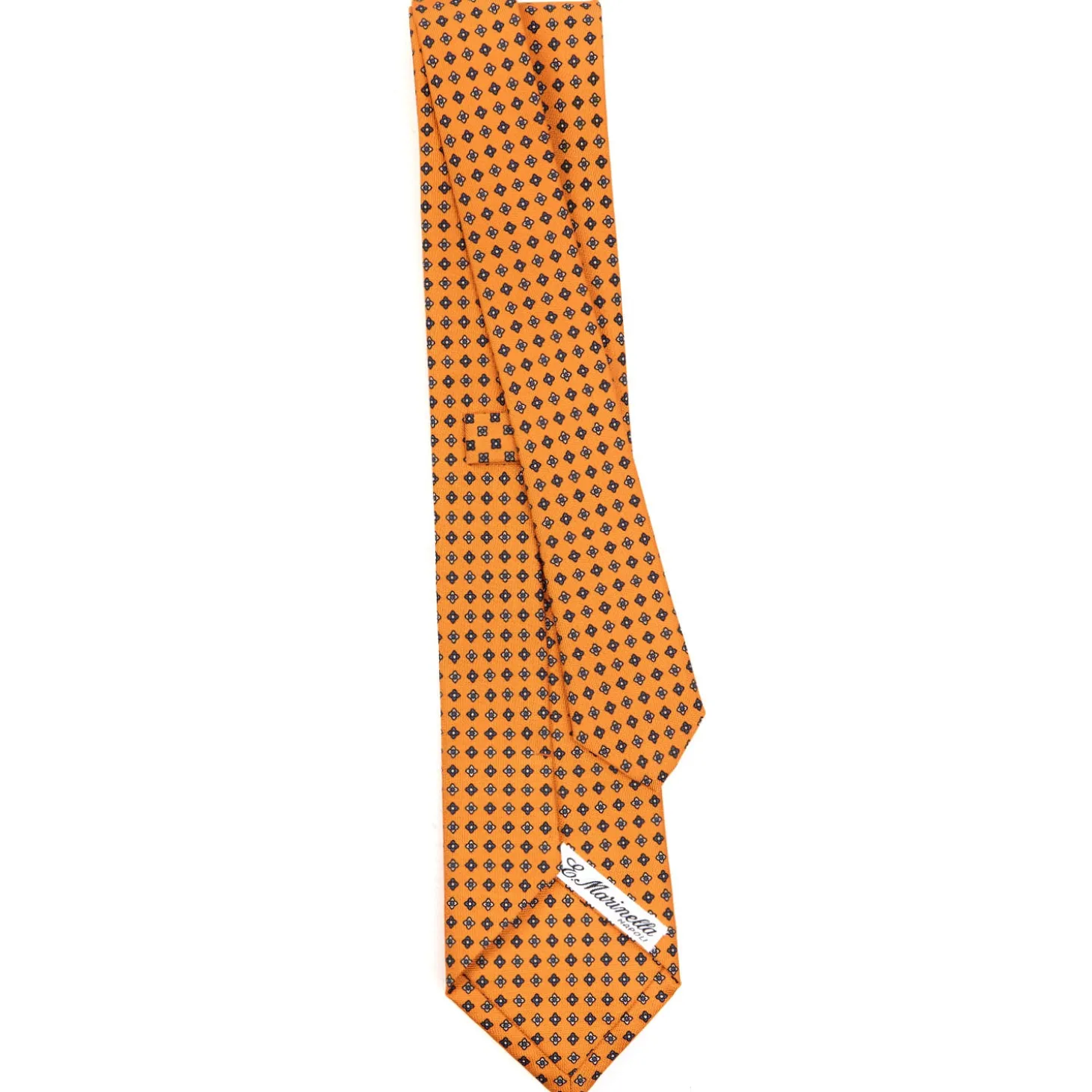 CRAVATTA SARTORIALE CLASSICA IN SETA ARANCIONE Microfantasia fiore