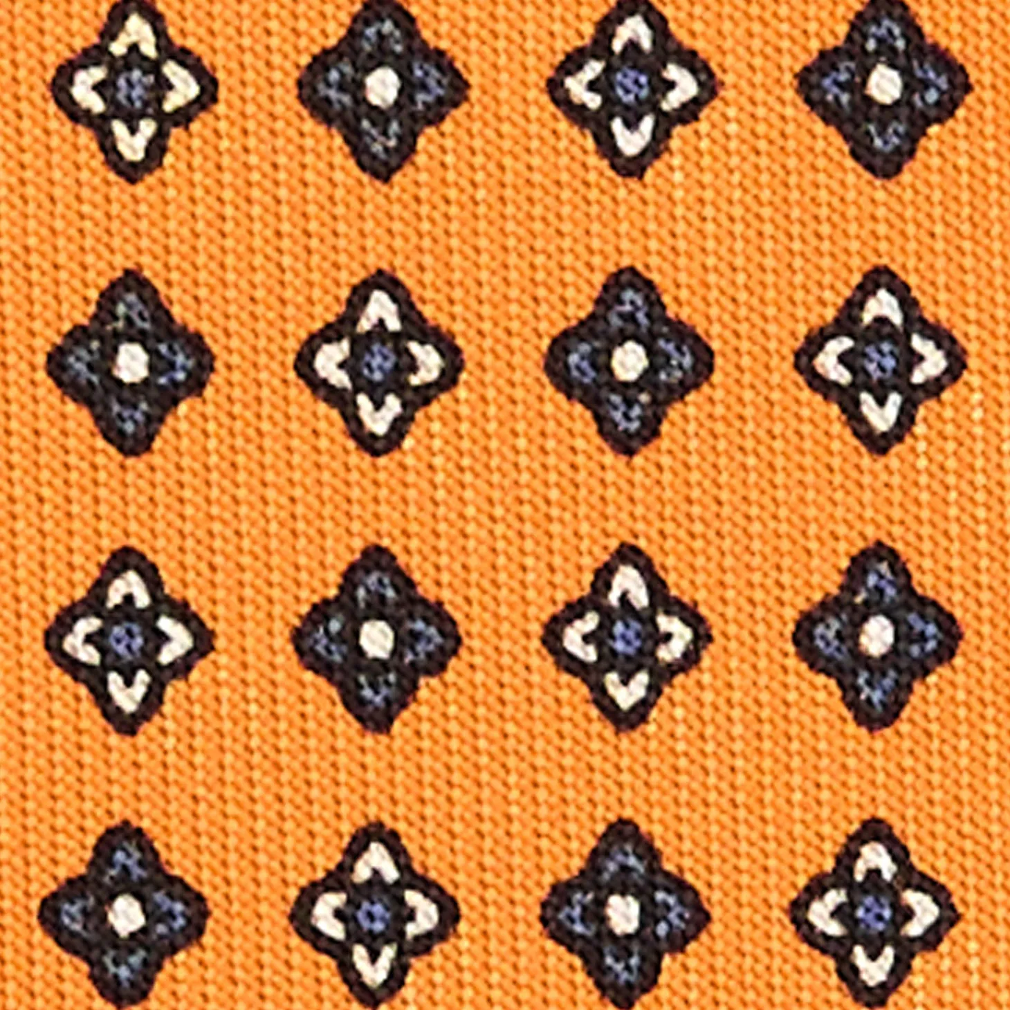 CRAVATTA SARTORIALE CLASSICA IN SETA ARANCIONE Microfantasia fiore