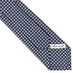 CRAVATTA SARTORIALE CLASSICA IN SETA BLU SCURO Microfantasia fiore