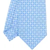 CRAVATTA SARTORIALE CLASSICA IN SETA AZZURRA Microfantasia fiore