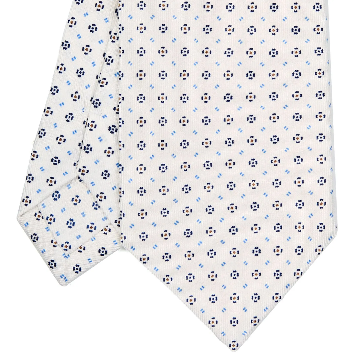 CRAVATTA SARTORIALE CLASSICA IN SETA BIANCA Microfantasia fiore