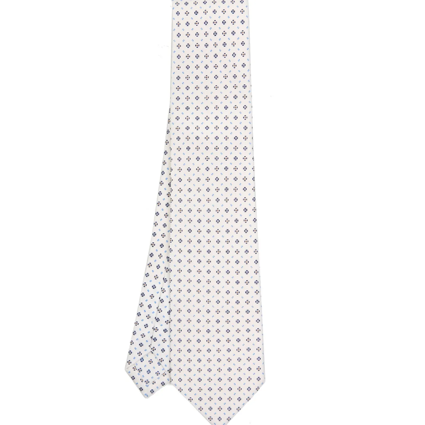 CRAVATTA SARTORIALE CLASSICA IN SETA BIANCA Microfantasia fiore