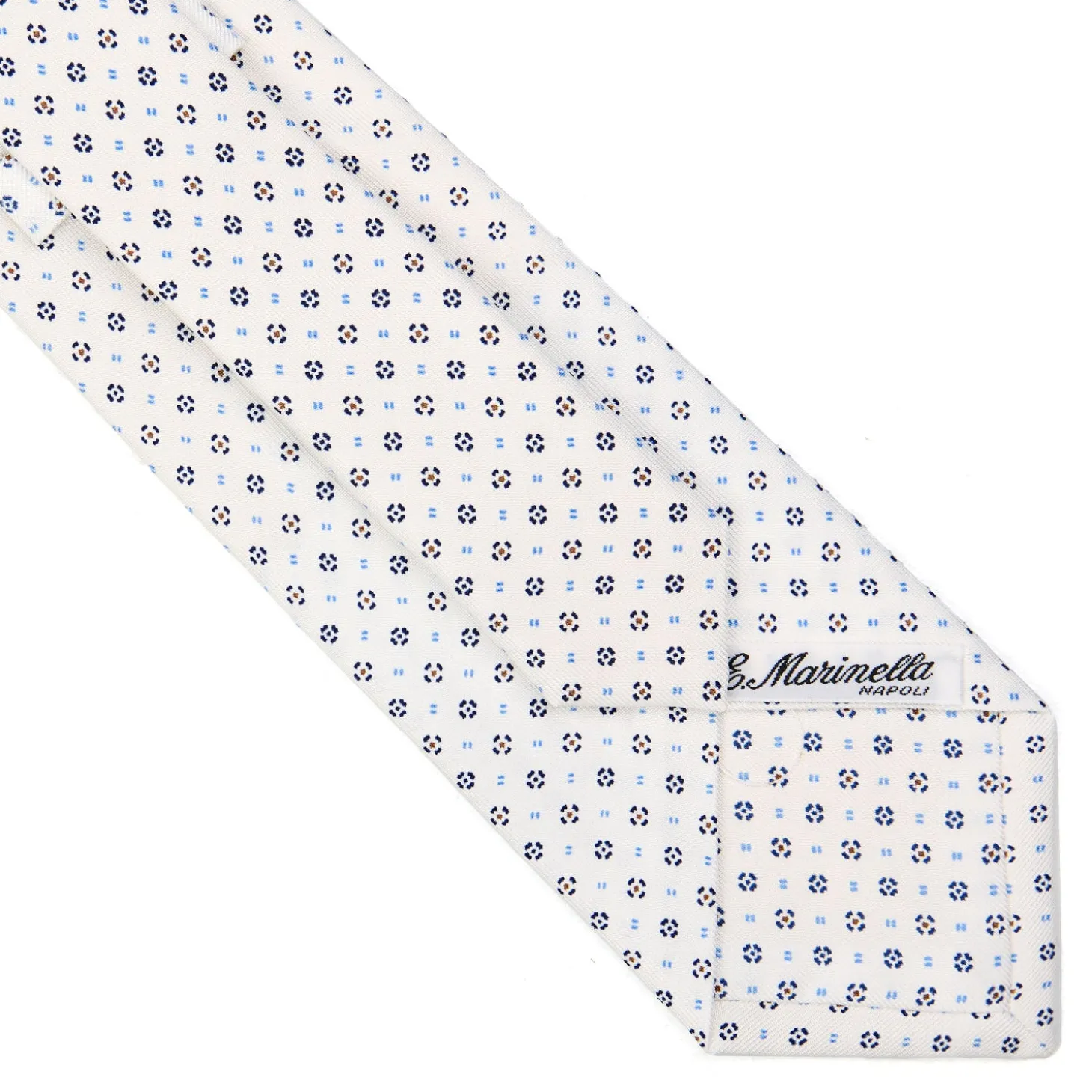 CRAVATTA SARTORIALE CLASSICA IN SETA BIANCA Microfantasia fiore