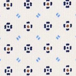 CRAVATTA SARTORIALE CLASSICA IN SETA BIANCA Microfantasia fiore