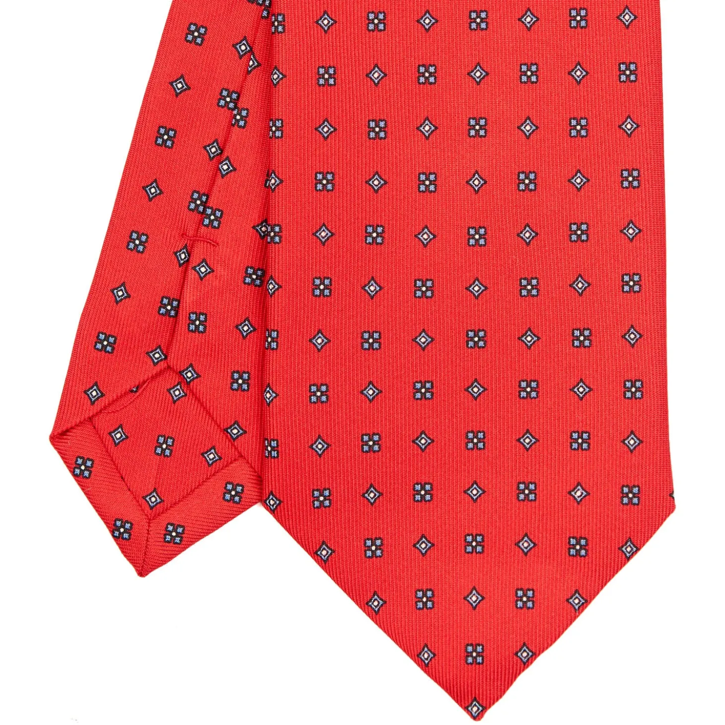 CRAVATTA SARTORIALE CLASSICA IN SETA ROSSA Microfantasia fiore