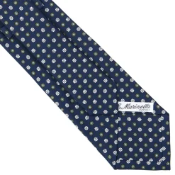 CRAVATTA SARTORIALE CLASSICA IN SETA BLU SCURO Microfantasia fiore