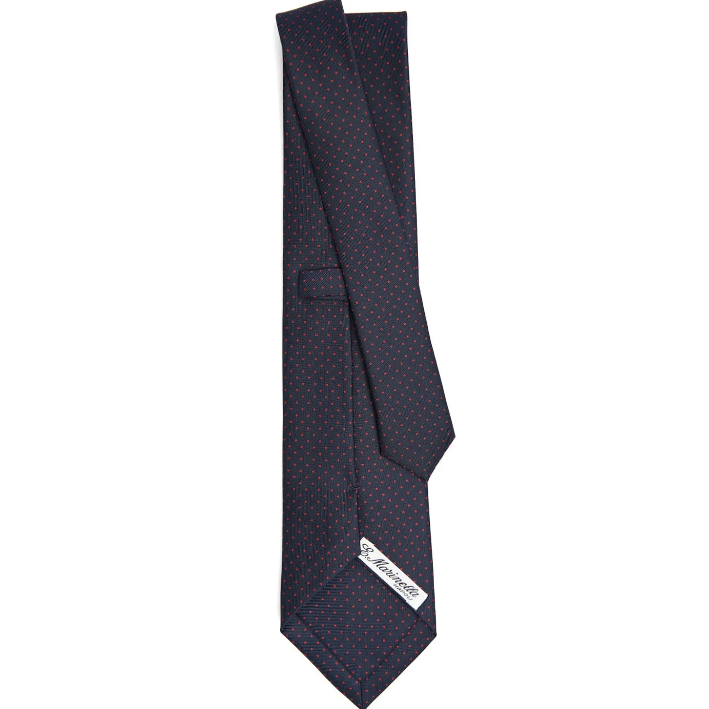 CRAVATTA SARTORIALE CLASSICA IN SETA BLU SCURO Pois