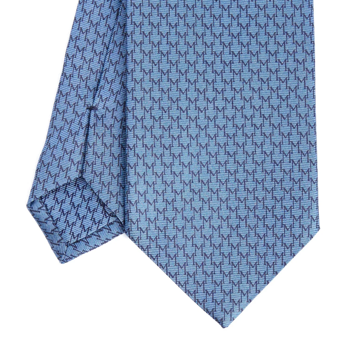 CRAVATTA SARTORIALE CLASSICA IN SETA AZZURRO POLVERE Microfantasia m geometrica