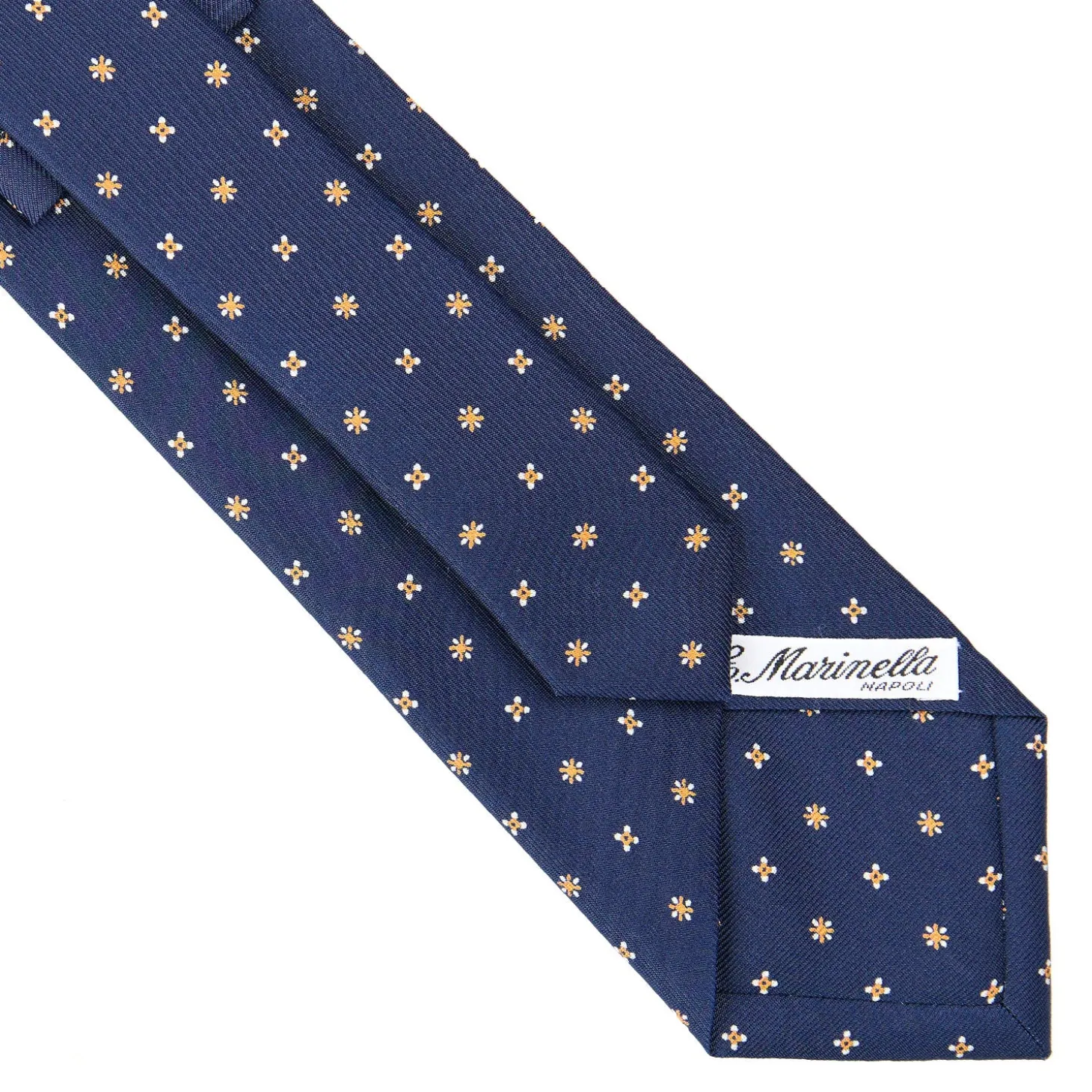 CRAVATTA SARTORIALE CLASSICA IN SETA BLU SCURO Microfantasia fiore
