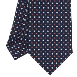 CRAVATTA SARTORIALE CLASSICA IN SETA BLU SCURO Microfantasia fiore