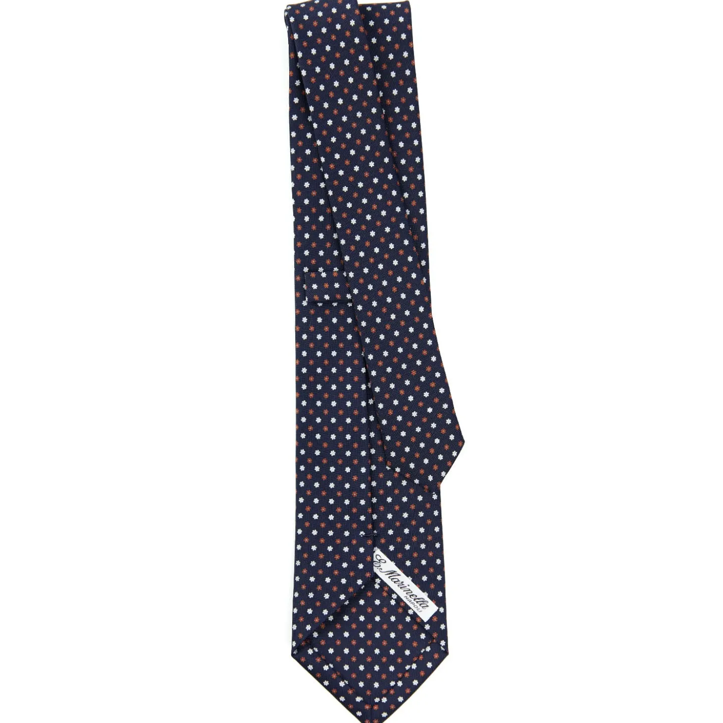 CRAVATTA SARTORIALE CLASSICA IN SETA BLU SCURO Microfantasia fiore