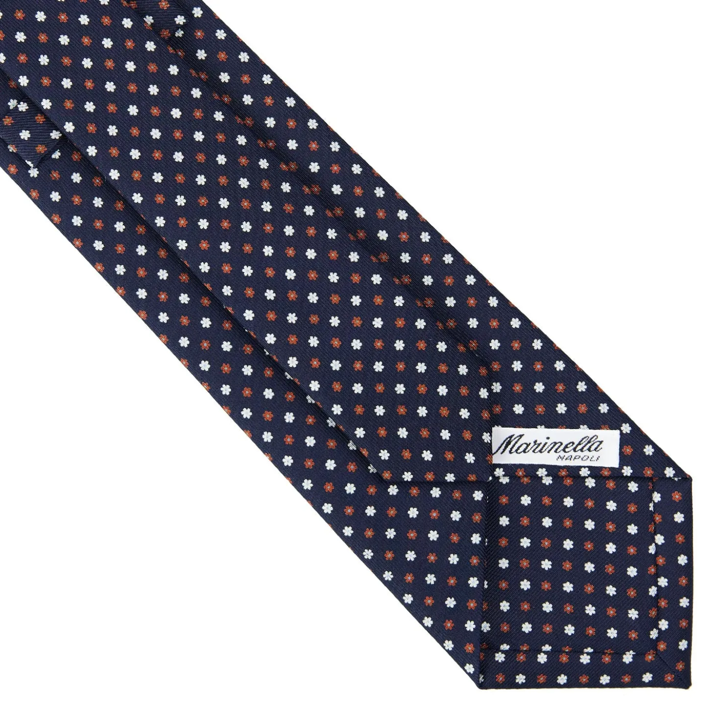 CRAVATTA SARTORIALE CLASSICA IN SETA BLU SCURO Microfantasia fiore