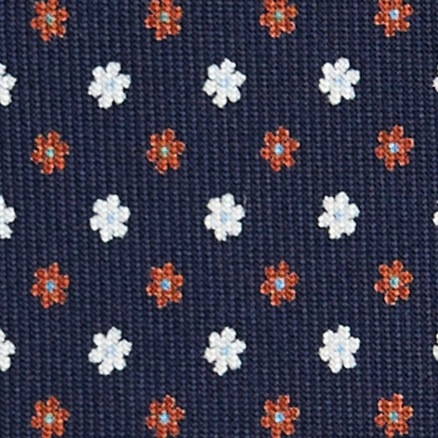 CRAVATTA SARTORIALE CLASSICA IN SETA BLU SCURO Microfantasia fiore