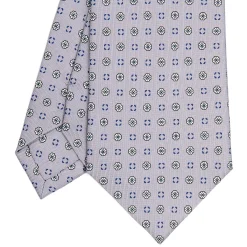CRAVATTA SARTORIALE CLASSICA IN SETA GRIGIO CHIARO Microfantasia fiore