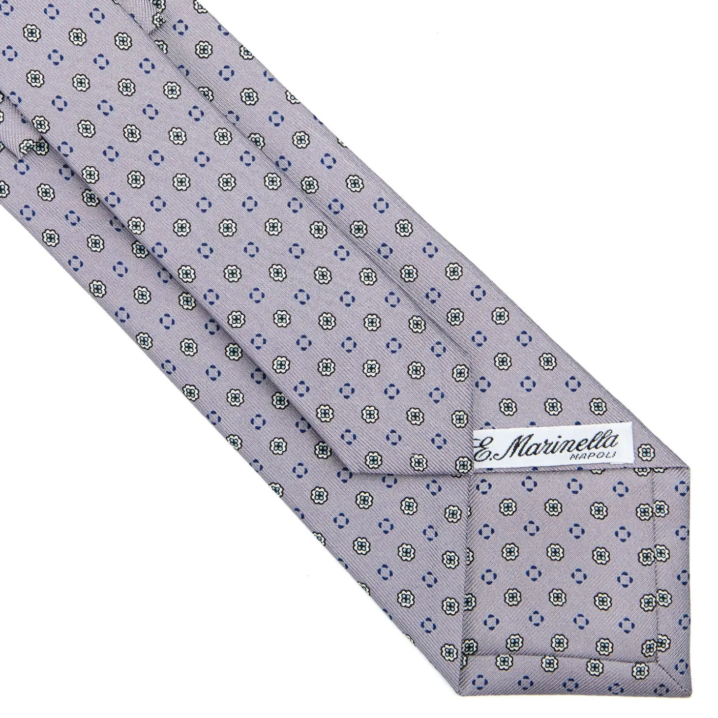 CRAVATTA SARTORIALE CLASSICA IN SETA GRIGIO CHIARO Microfantasia fiore