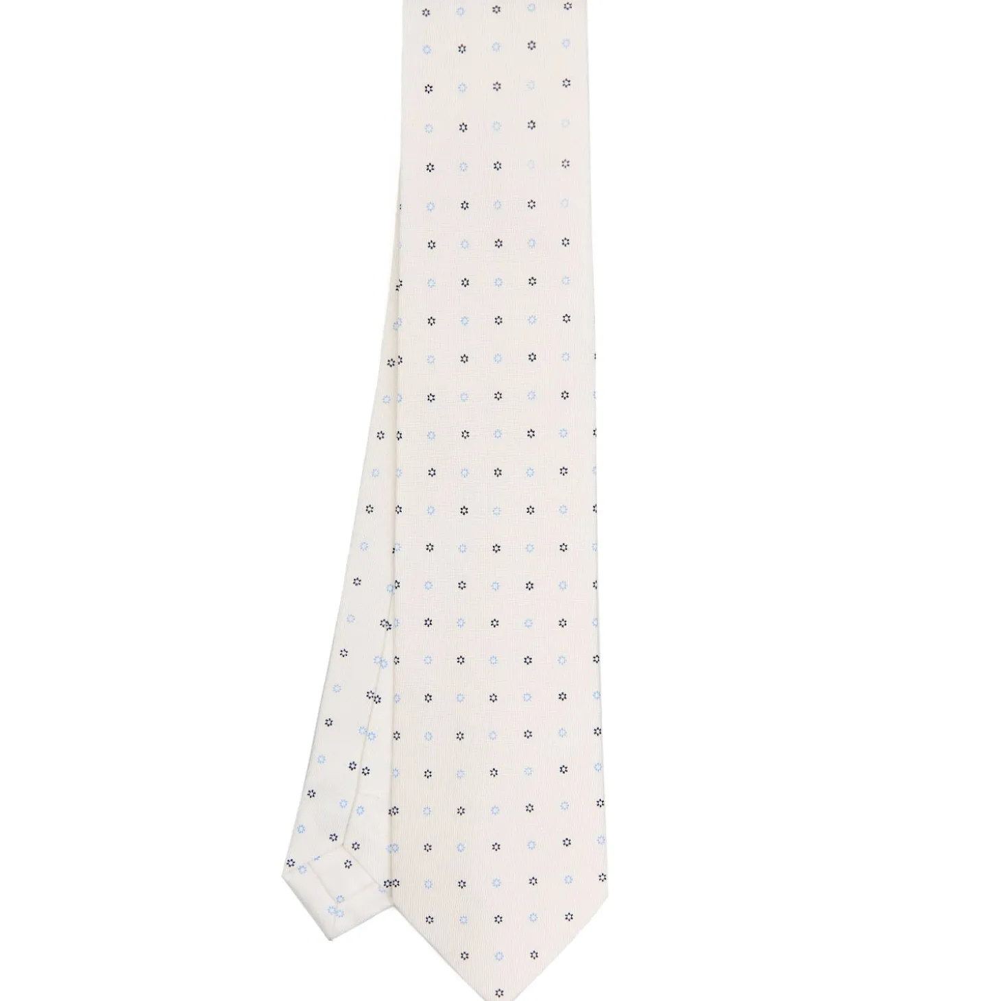 CRAVATTA SARTORIALE CLASSICA IN SETA BIANCA Microfantasia fiore