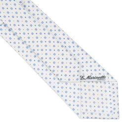 CRAVATTA SARTORIALE CLASSICA IN SETA BIANCA Microfantasia fiore