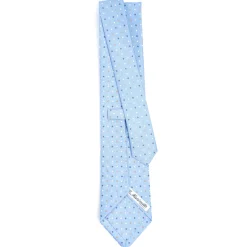 CRAVATTA SARTORIALE CLASSICA IN SETA AZZURRA Microfantasia fiore