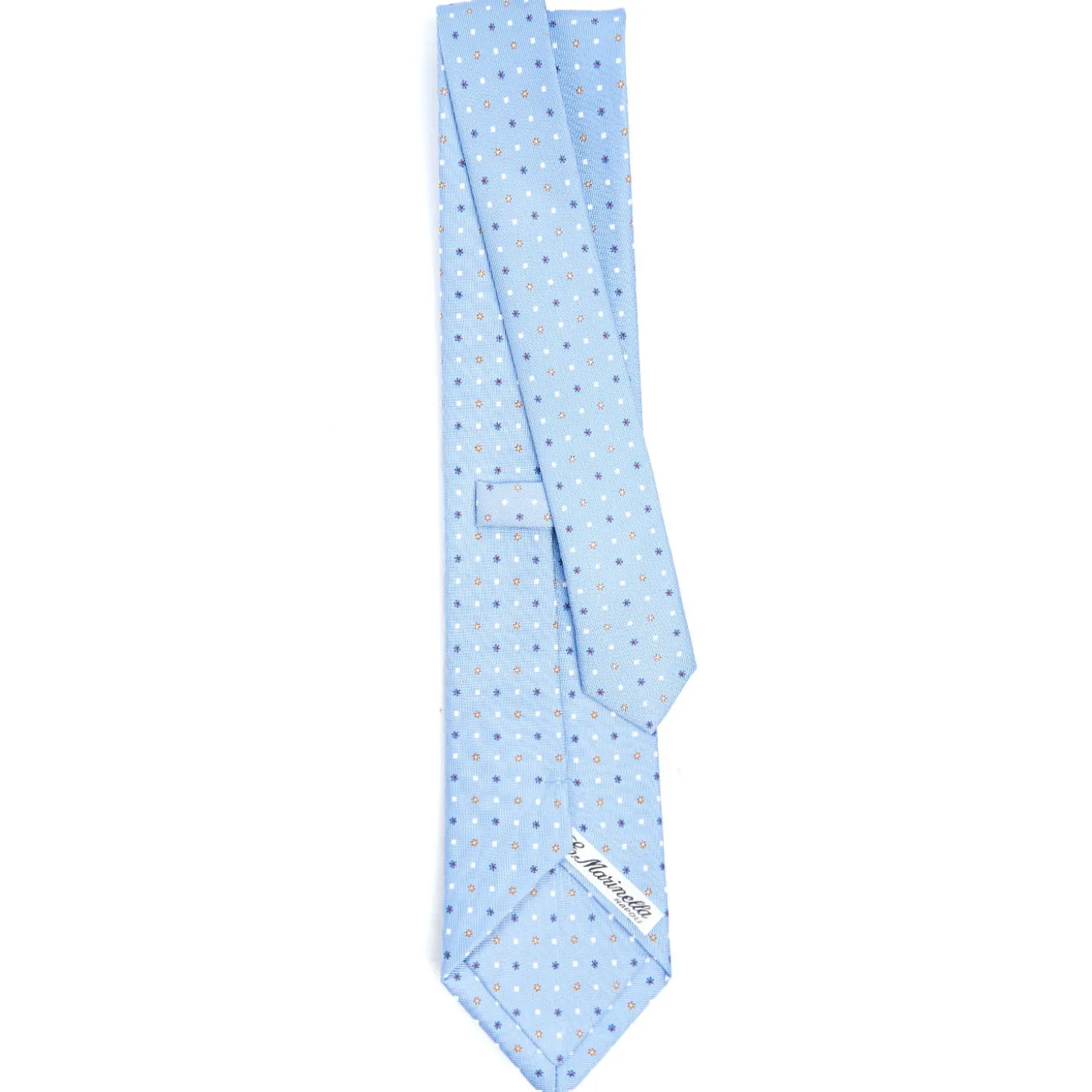 CRAVATTA SARTORIALE CLASSICA IN SETA AZZURRA Microfantasia fiore