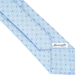 CRAVATTA SARTORIALE CLASSICA IN SETA AZZURRA Microfantasia fiore