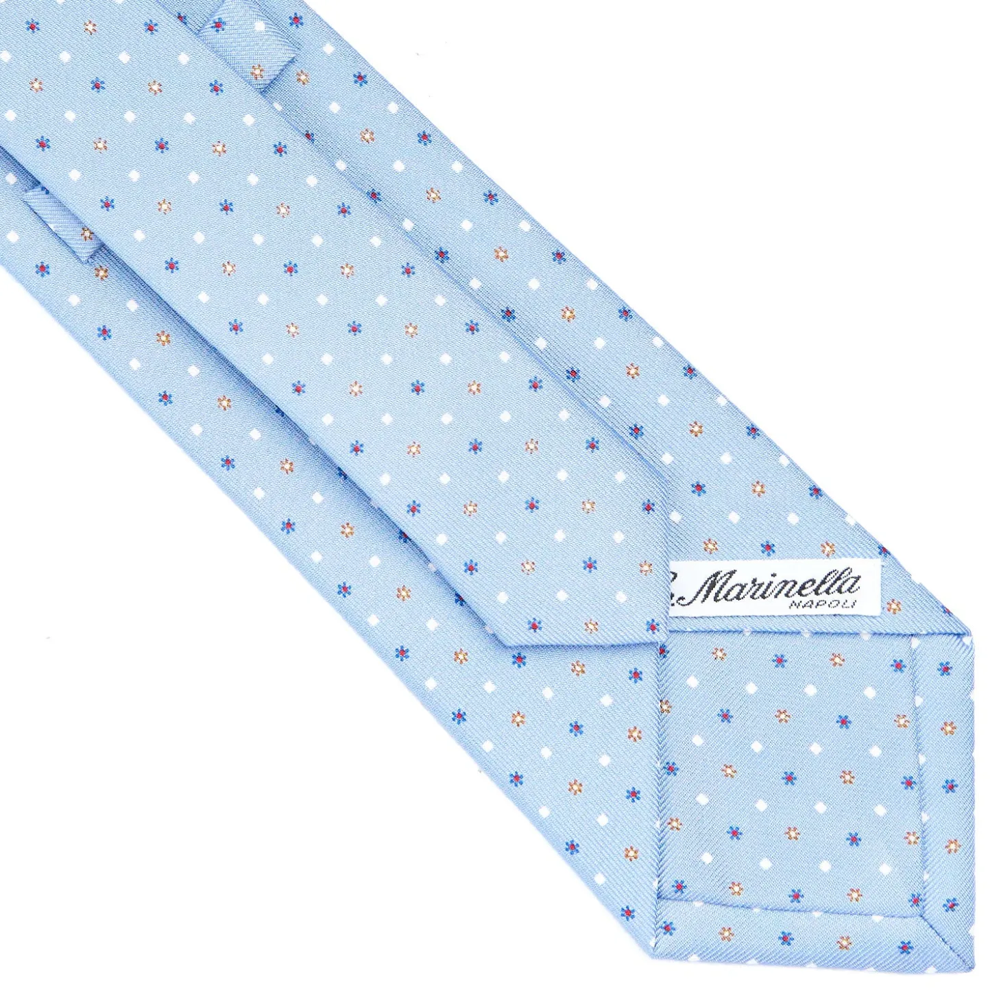CRAVATTA SARTORIALE CLASSICA IN SETA AZZURRA Microfantasia fiore