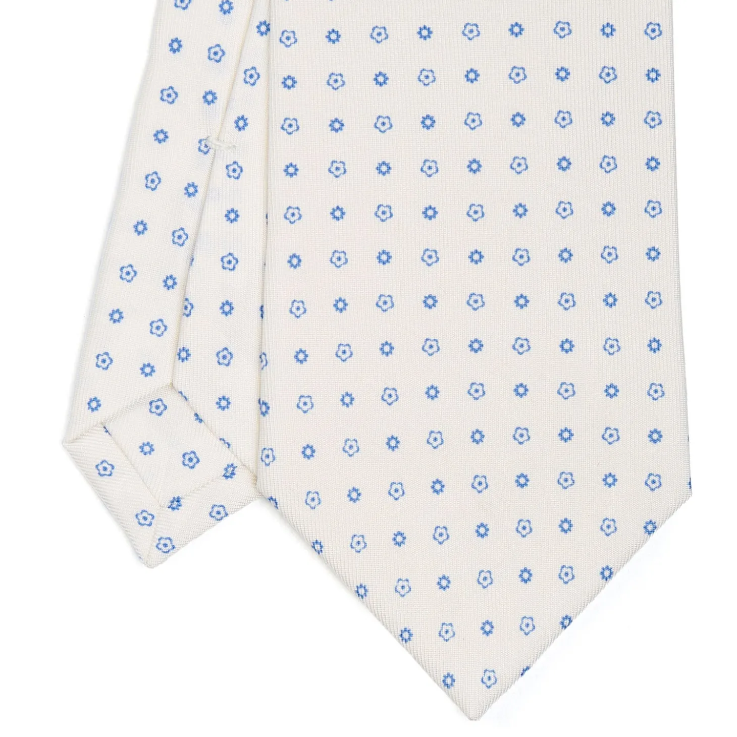 CRAVATTA SARTORIALE CLASSICA IN SETA BIANCA Microfantasia fiore