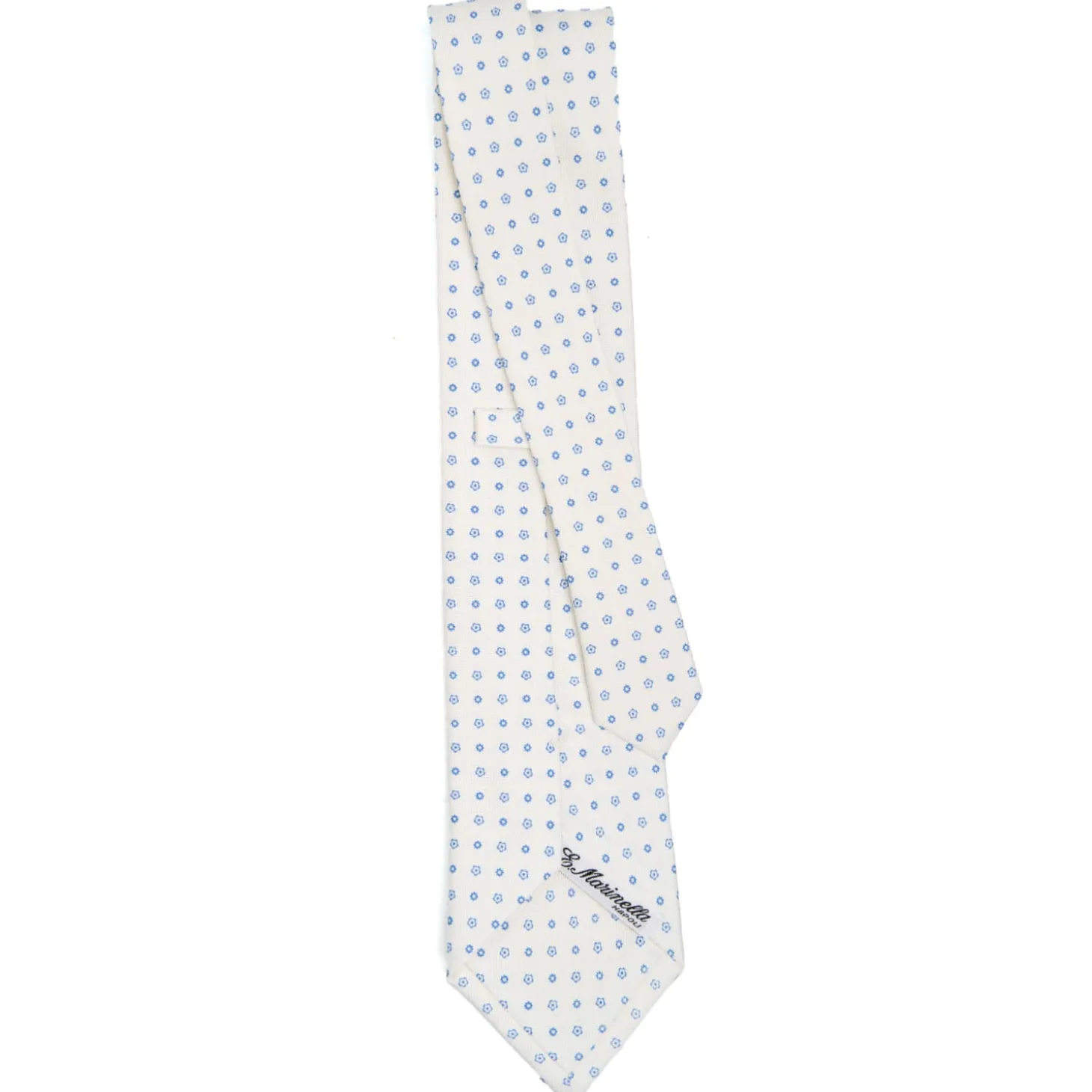 CRAVATTA SARTORIALE CLASSICA IN SETA BIANCA Microfantasia fiore