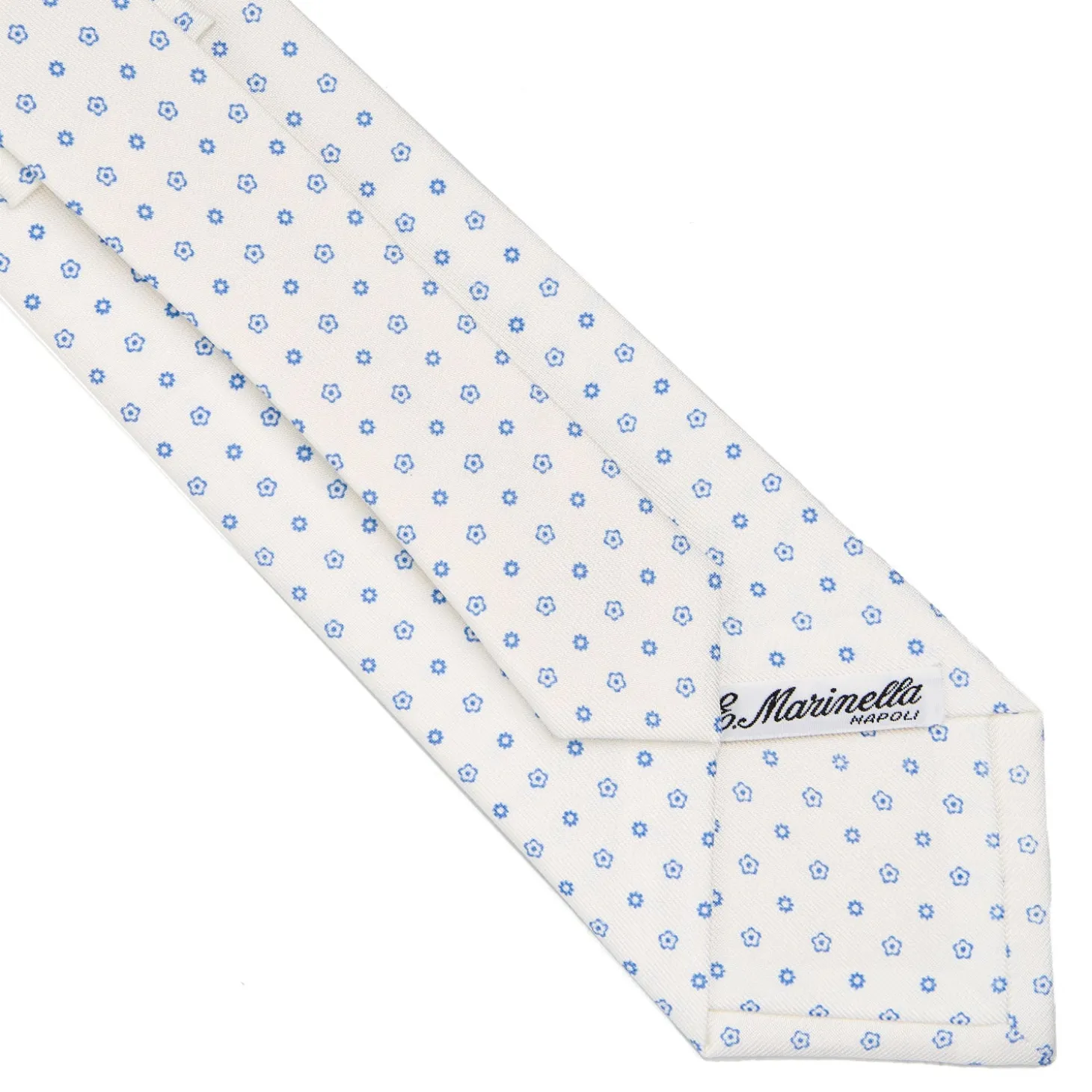 CRAVATTA SARTORIALE CLASSICA IN SETA BIANCA Microfantasia fiore