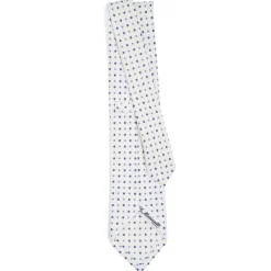 CRAVATTA SARTORIALE CLASSICA IN SETA BIANCA Microfantasia fiore
