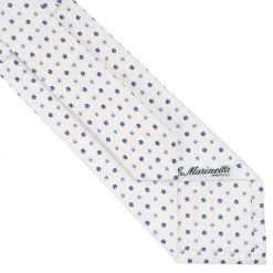 CRAVATTA SARTORIALE CLASSICA IN SETA BIANCA Microfantasia fiore