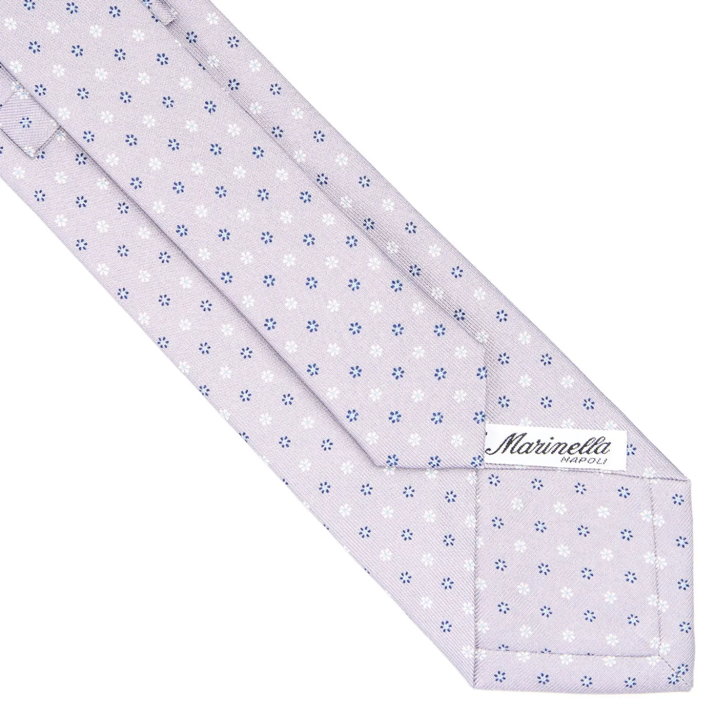 CRAVATTA SARTORIALE CLASSICA IN SETA GRIGIO CHIARO Microfantasia fiore