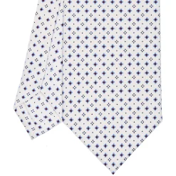 CRAVATTA SARTORIALE CLASSICA IN SETA BIANCA Microfantasia fiore