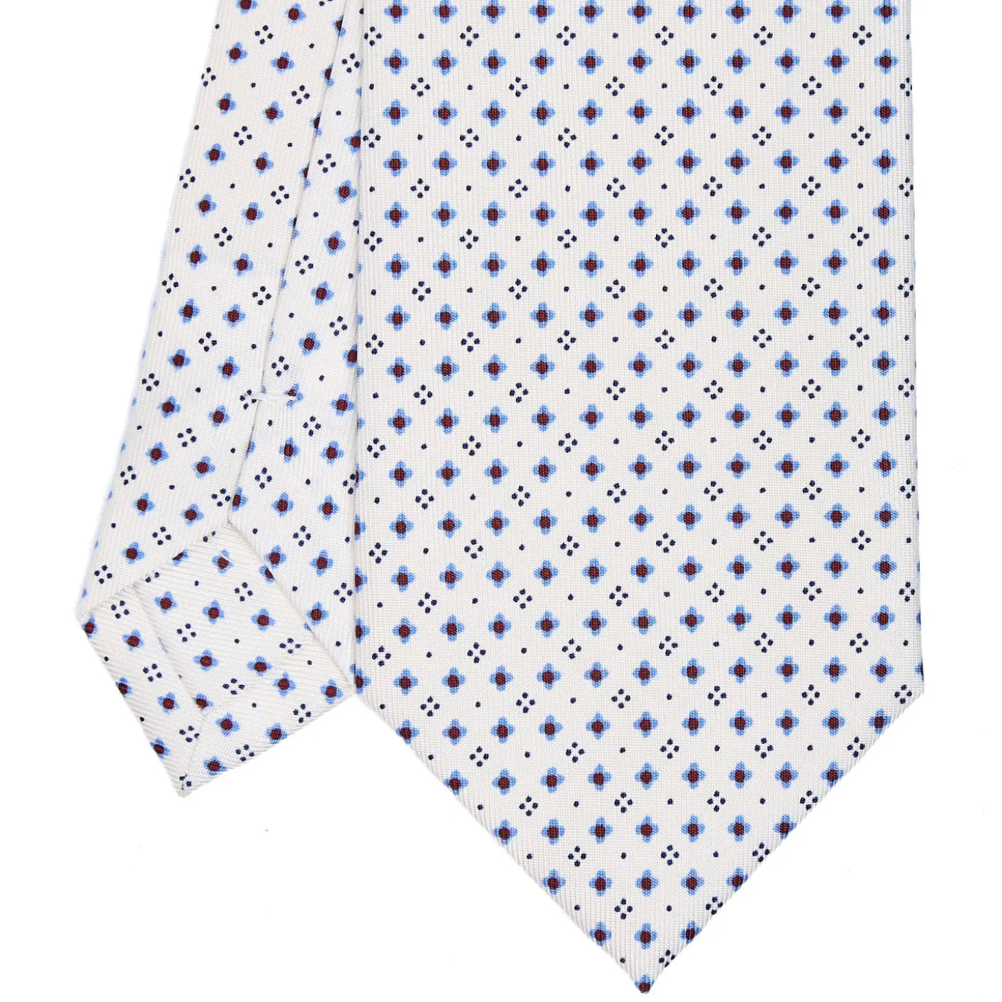 CRAVATTA SARTORIALE CLASSICA IN SETA BIANCA Microfantasia fiore