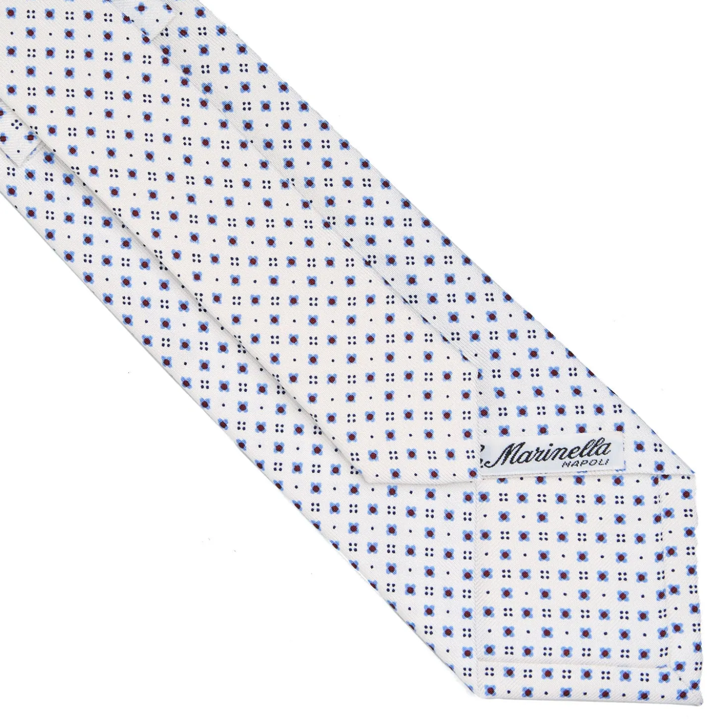 CRAVATTA SARTORIALE CLASSICA IN SETA BIANCA Microfantasia fiore