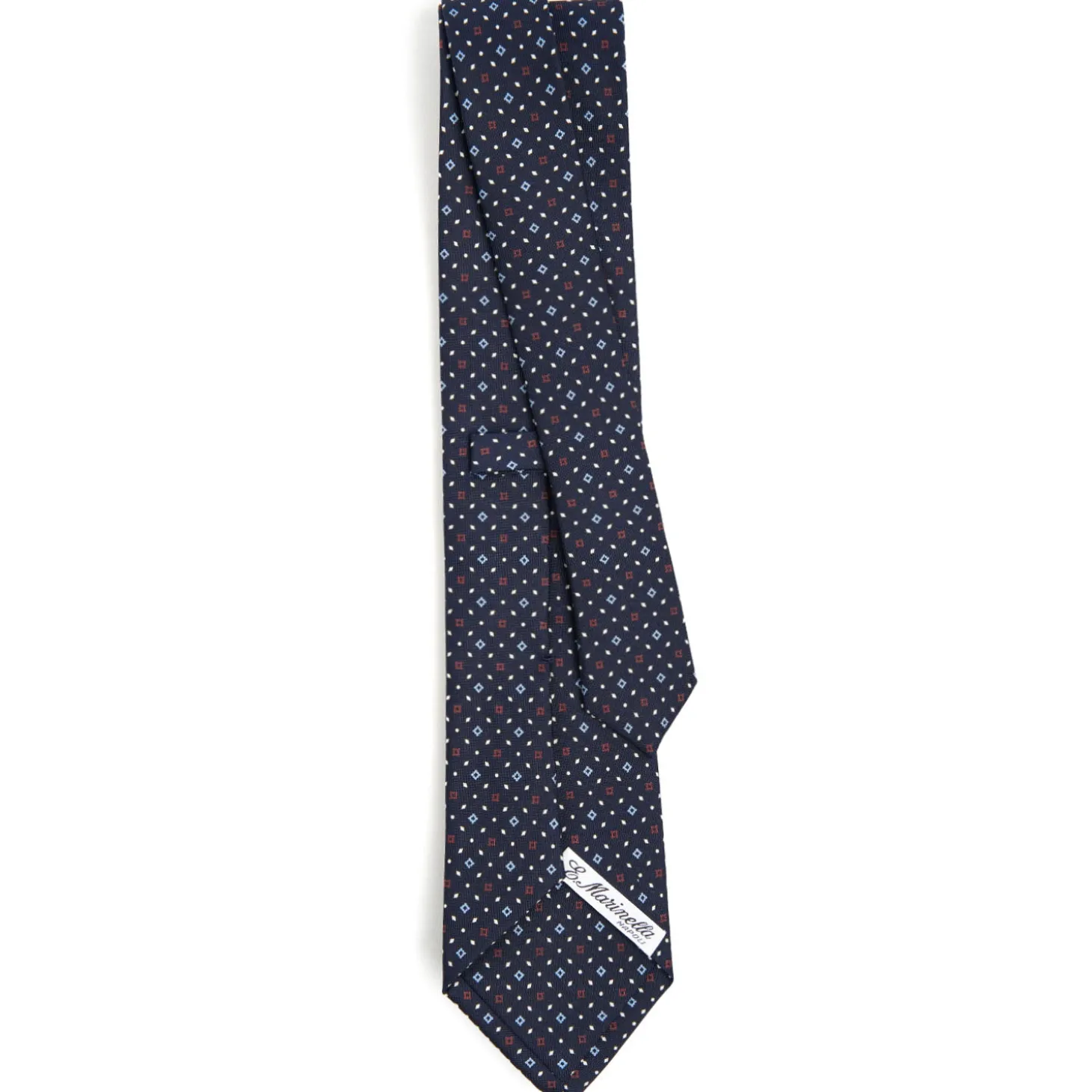 CRAVATTA SARTORIALE CLASSICA IN SETA BLU SCURO Microfantasia fiore