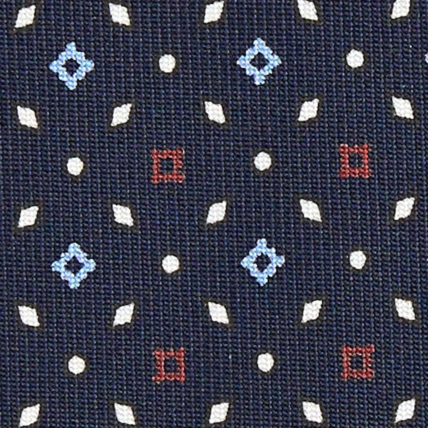 CRAVATTA SARTORIALE CLASSICA IN SETA BLU SCURO Microfantasia fiore