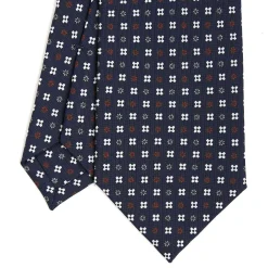 CRAVATTA SARTORIALE CLASSICA IN SETA BLU SCURO Microfantasia fiore