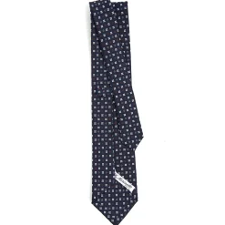 CRAVATTA SARTORIALE CLASSICA IN SETA BLU SCURO Microfantasia fiore