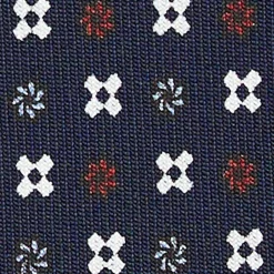 CRAVATTA SARTORIALE CLASSICA IN SETA BLU SCURO Microfantasia fiore