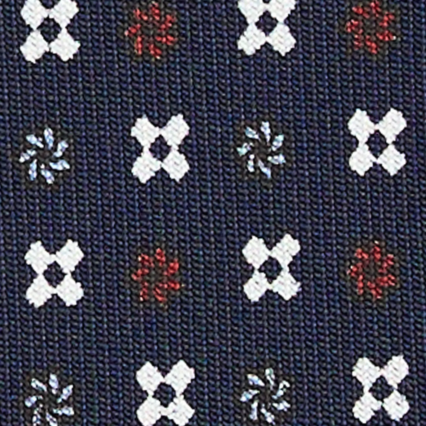 CRAVATTA SARTORIALE CLASSICA IN SETA BLU SCURO Microfantasia fiore