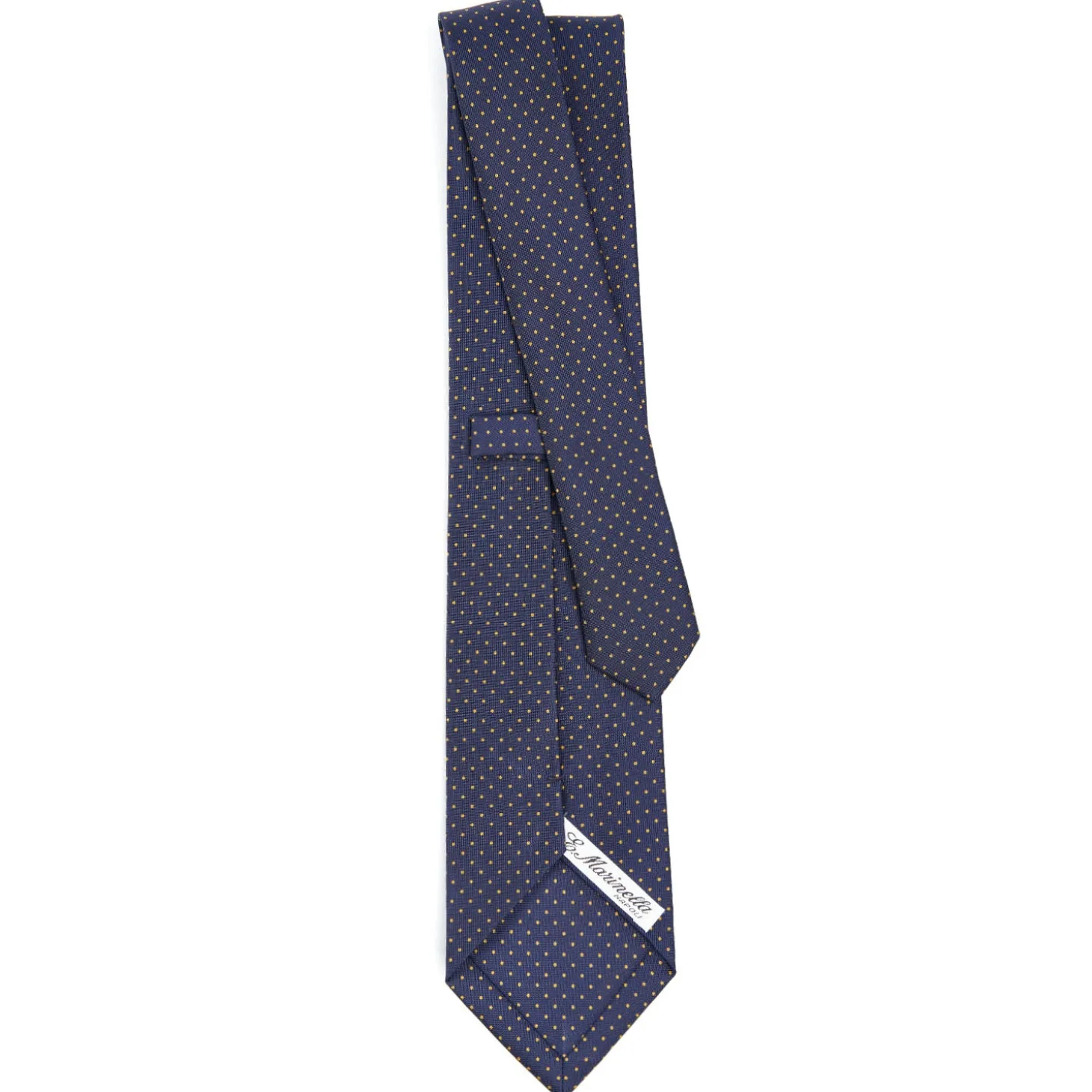 CRAVATTA SARTORIALE CLASSICA IN SETA BLU SCURO Pois